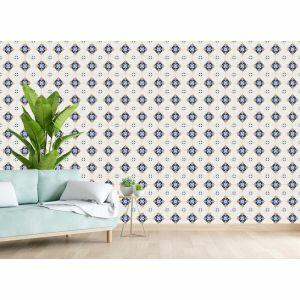 Tozzeto 15CM X 15CM Decorado Mate Pd15/428 Branco Azul Classe A Gabriella