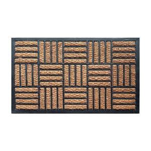 Capacho Fibra de Coco Quadrados Preto e Bege 45x75cm Kapazi