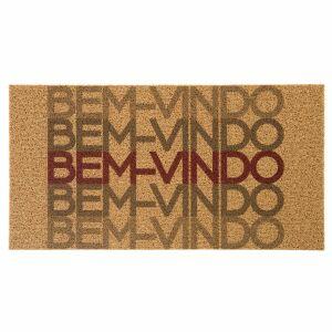 Capacho Vinil Bem-Vindo Degradê Bege 40x75cm Kapazi