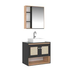 Espelheira MDF/MDP 60cm Lunna Preto Amadeirado C-Linea