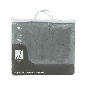 Jogo de Fronhas Dreams 50x70cm Cinza Retangular Diagonal