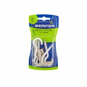 Gancho Metal Concreto 8mm 4 Peças 7423 Branco Bemfixa