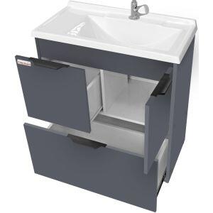 Gabinete para Banheiro MDF/MDP com Lavatório Luiza Chumbo 60cm C-Lina