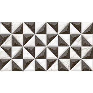 Piso Cerâmico Pr40601 Preto/branco Retificado Brilhante 40x75cm Ilhabella