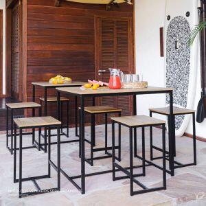 Mesa Bar Caribe 5 Peças Madeira Aço Fascino