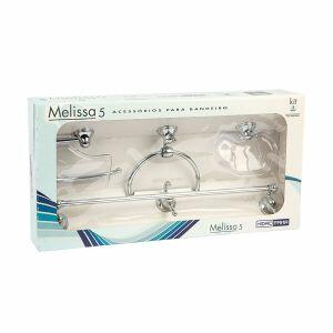 Kit de Acessórios para Banheiro Melissa 5 Peças Cromado Hidrofama