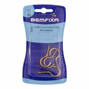 Gancho de Metal para Madeira 7215 4 Peças 17x60mm Bemfixa