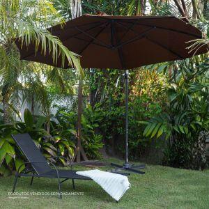 Espreguiçadeira Textilene Caribe Preto Aço Fascino