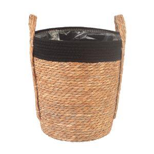Cesta Decorativa Corda Natural 30cm Marrom e Preto Fascino