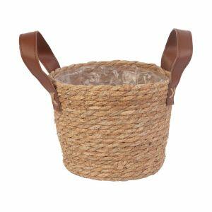 Cesta Decorativa com Alça Natural 16x16x15cm Fascino