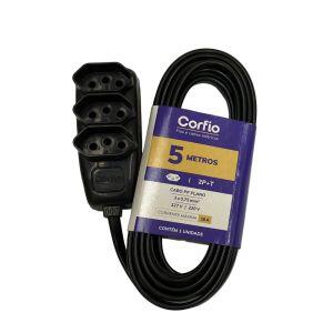 Extensão 5m 10a 2p+t Preto 3 Tom Preto Bivolt Corfio