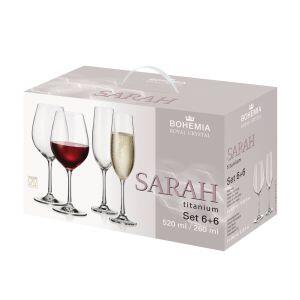 Jogo Taça Cristal 260/520ml Sarah Transparente com 12 Peças Bohemia