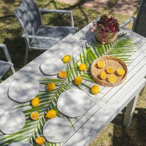 Mesa de Jantar para Jardim Extensível Siena Off White Alumínio Fascino