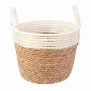 Cesta Decorativa com Alça 25x25x19cm Bege Fascino