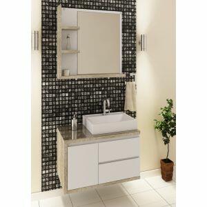 Espelheira para Banheiro MDF/MDP Sevilha Vintage/Branco 80cm C-linea