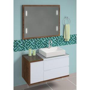 Gabinete para Banheiro Suspenso MDF/MDP com Tampo Linea Plus Branco/Ameixa 1m C-Linea Gabinete para Banheiro Suspenso MDF/MDP com Tampo Linea Plus Branco/Ameixa 1m C-Linea