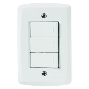 Conjunto Interruptor Lux2 3 Módulos 10A Branco Tramontina