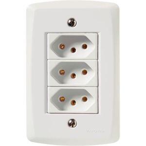 Conjunto Tomada Lux2 3 Módulos 2P+T 10A Branco Tramontina