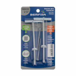 Bucha para Drywall com Parafuso Bemfixa 3/16" Toogler 2 Peças