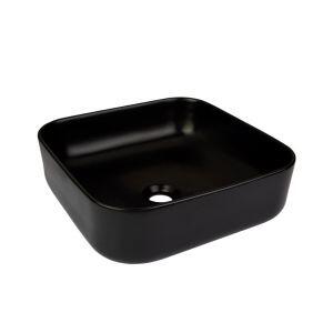 Cuba para Banheiro de Apoio Louça Quadrada Preta 39x14cm Viena Addra