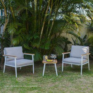 Conjunto para Jardim Canas Mesa e Poltronas Bege Alumínio 3 Peças Fascino