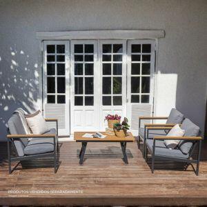 Conjunto de Jardim Mesa e Sofás Aluminio 4 Peças Madrid Cinza Fascino
