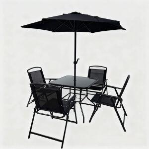 Conjunto Mesa e Cadeiras Atenas UP Preto 6 Peças Fascino