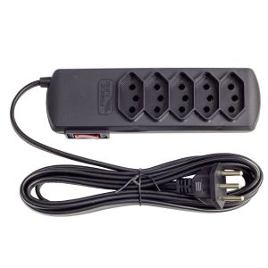 Filtro Protetor 5 Tomadas Slim 2P+T PT Preto Bivolt