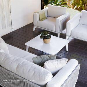 Conjunto Viena Mesa e Sofás 4 Peças Cinza Alumínio Fascino