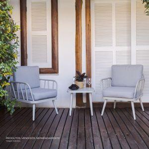 Conjunto para Jardim Armação Mesa e Poltronas 3 Peças Cinza Alumínio Fascino