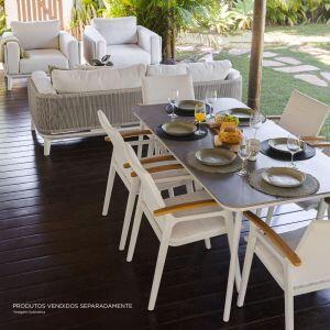 Mesa de Jantar Viena 6 Lugares Alumínio Off White Fascino