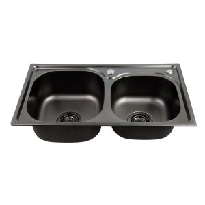 Cuba para Cozinha de Sobrepor/Embutir Inox Retangular Dupla Com Acessórios 68x39cm Addra