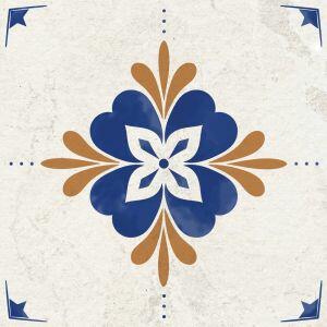 Tozzeto 15CM X 15CM Decorado Mate Pd15/428 Branco Azul Classe A Gabriella