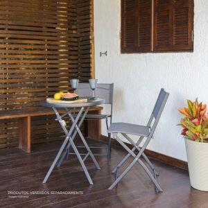 Conjunto Jurerê Mesa Redonda e Cadeiras 3 Peças Cinza Fascino