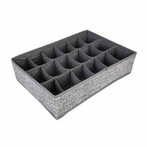 Caixa Organizadora 9X24X34cm com 18 Seções Cinza Casa&Ideia