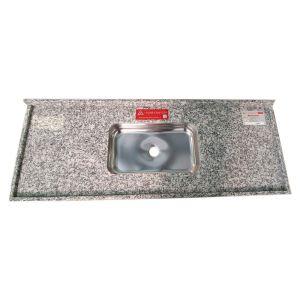 Pia de Cozinha com Cuba Inox Standard Corumba Granito 120x56cm Cinza L A Pias e Granitos