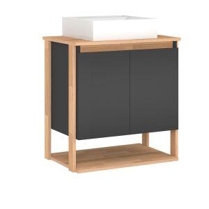 Gabinete para Banheiro Bayo Plomo/Parquet 60cm C-Linea