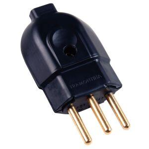 PLUGUE 2P+T 10A MACHO PRETO 250V