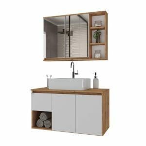 Gabinete para Banheiro Suspenso MDF/MDP Apollo 90cm C-Linea