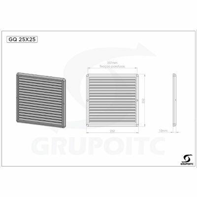 Grade de Ventilação 25x25cm Quadrada com Tela Itc