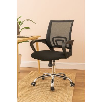 Cadeira de Escritorio Com Braços Preto Brasil Mundi