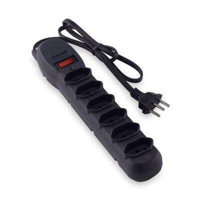 Filtro de Linha 6 Tomadas 2P+T Preto Bivolt Force Line