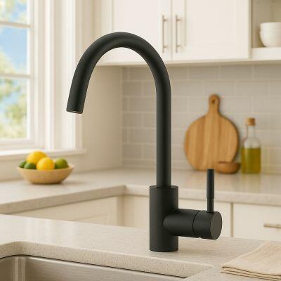 Torneira Misturador Monocomando para Cozinha de Mesa Fonte Slim Black Matte Addra