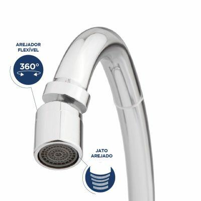 Torneira Misturador para Cozinha de Parede Bica Alta 1/2" Fluxo Cromado Addra Torneira Misturador para Cozinha de Parede Bica Alta 1/2" Fluxo Cromado Addra