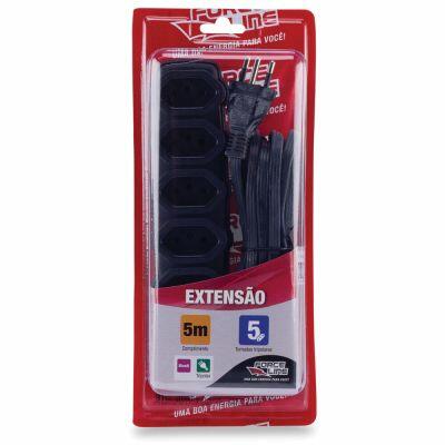 Extensão Force Line 5m 3P 5 Tomadas Preto
