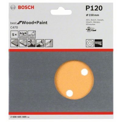 Disco de Lixa para Madeira 150mm Grão 120 5 Peças Bosch