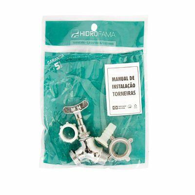 Torneira para Jardim Curta 1118 1/2" e 3/4'' Cromado Hidrofama