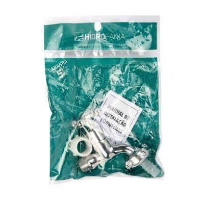 Torneira para Jardim Curta 1128 C33 1/2" e 3/4'' Cromado Hidrofama