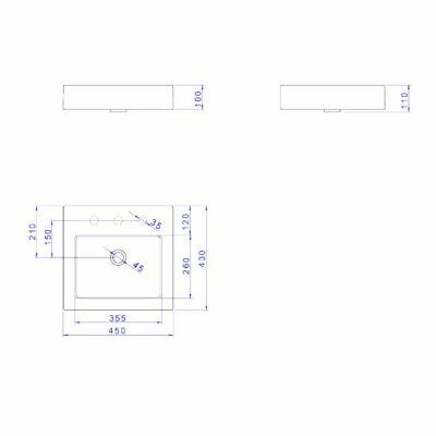 Cuba para Banheiro de Apoio Quadrada com Mesa 43x45 Branco Gelo Deca