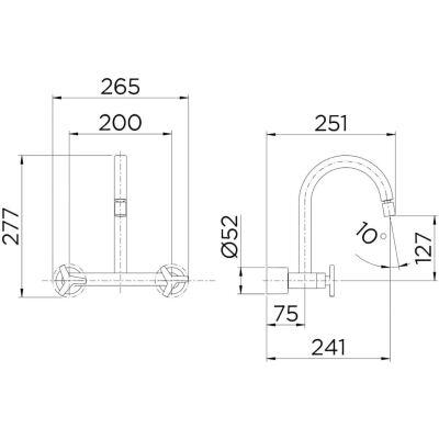 Torneira Misturador para Cozinha de Parede Bica Alta 1/2" City Cromado Docol
